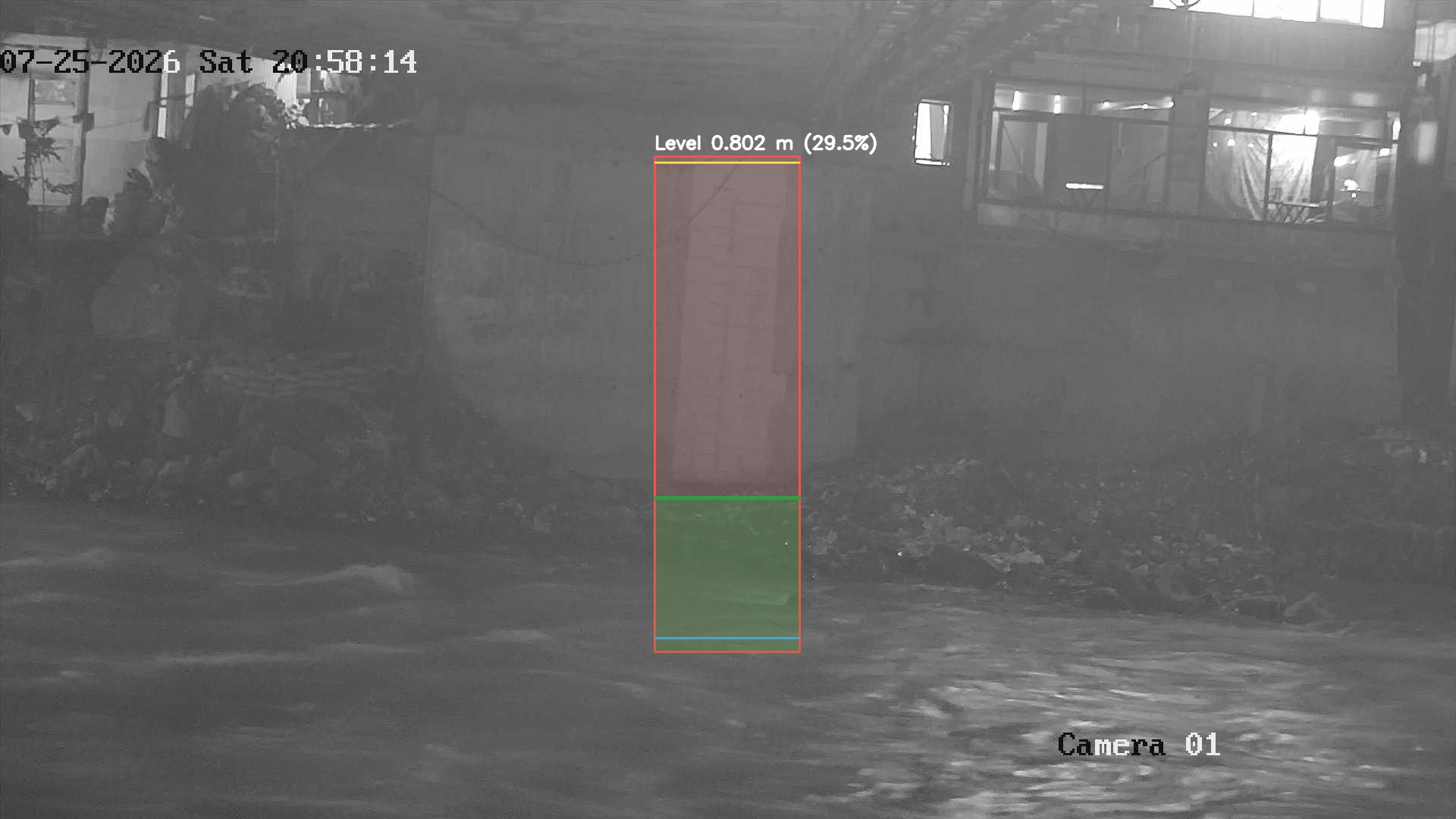 Latest frame with detected water level