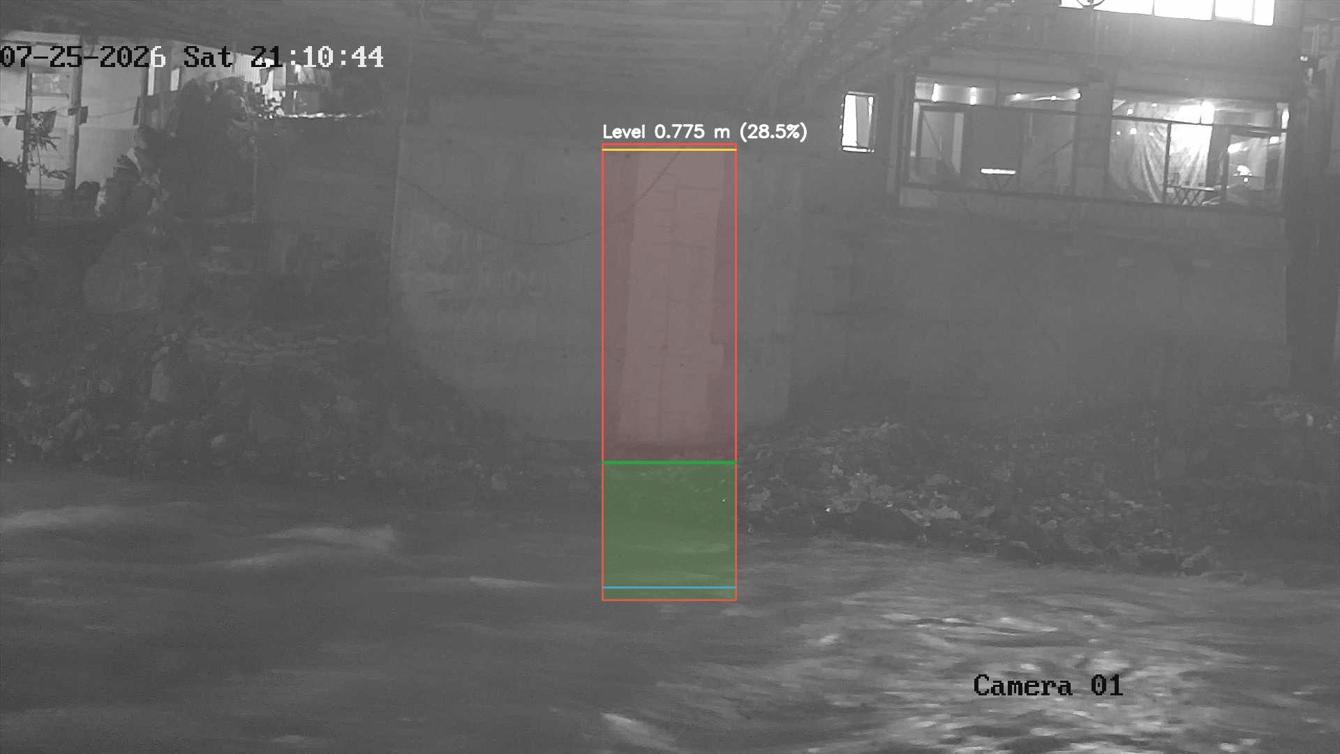Latest frame with detected water level