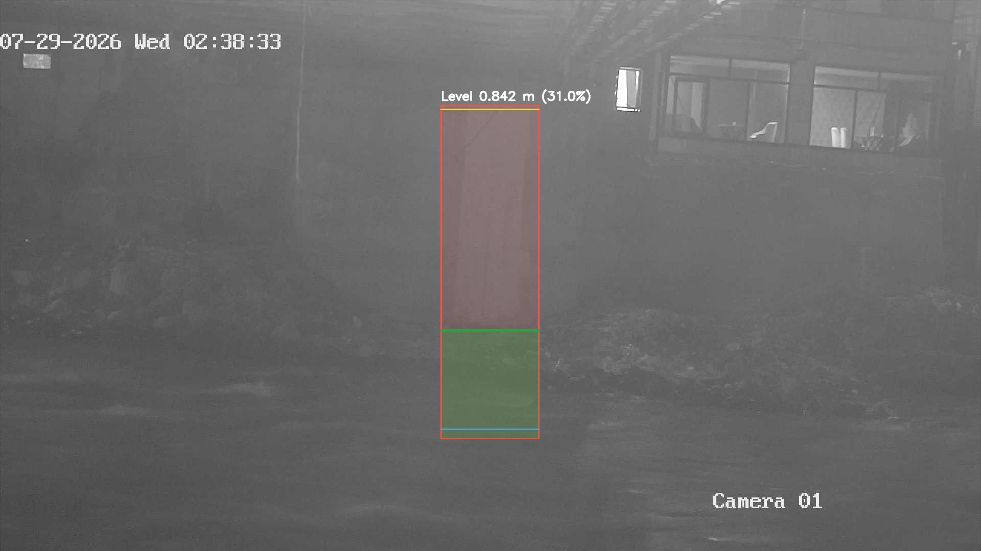Latest frame with detected water level
