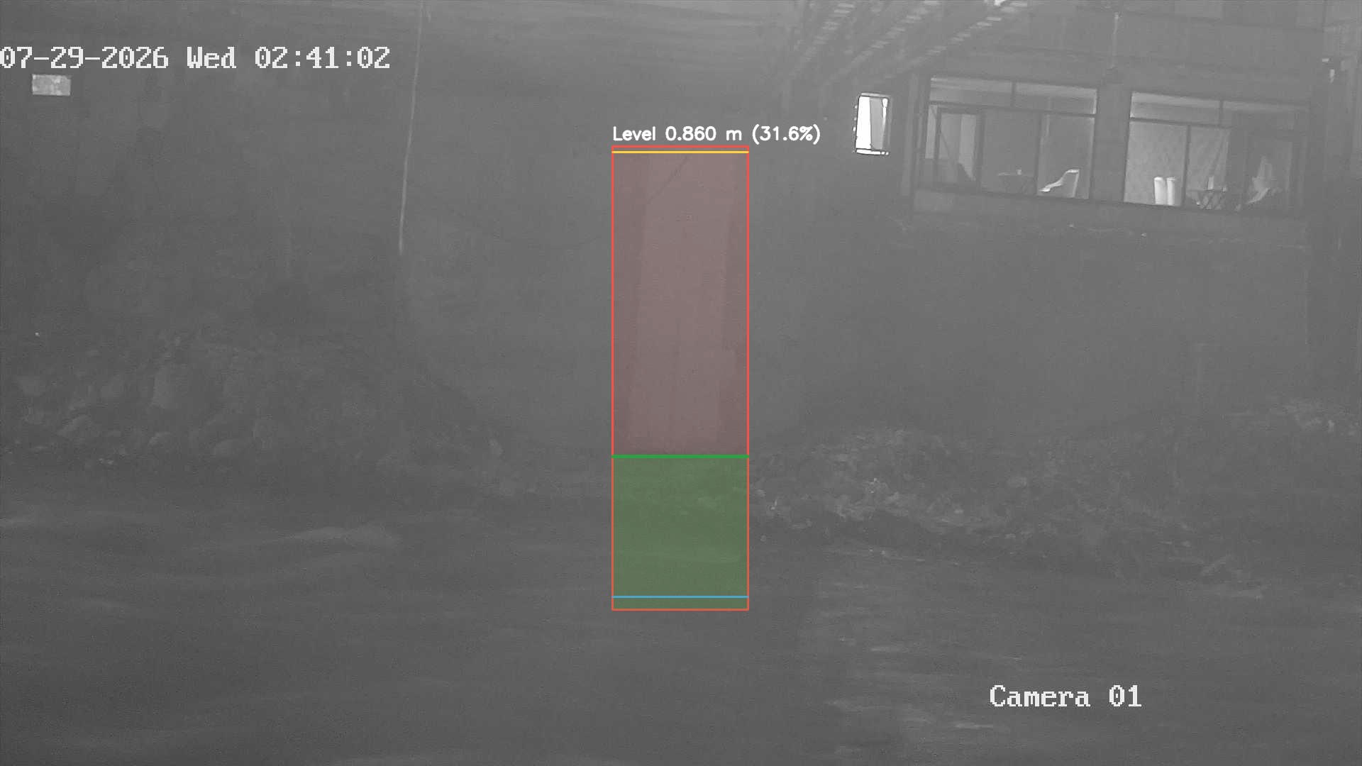Latest frame with detected water level