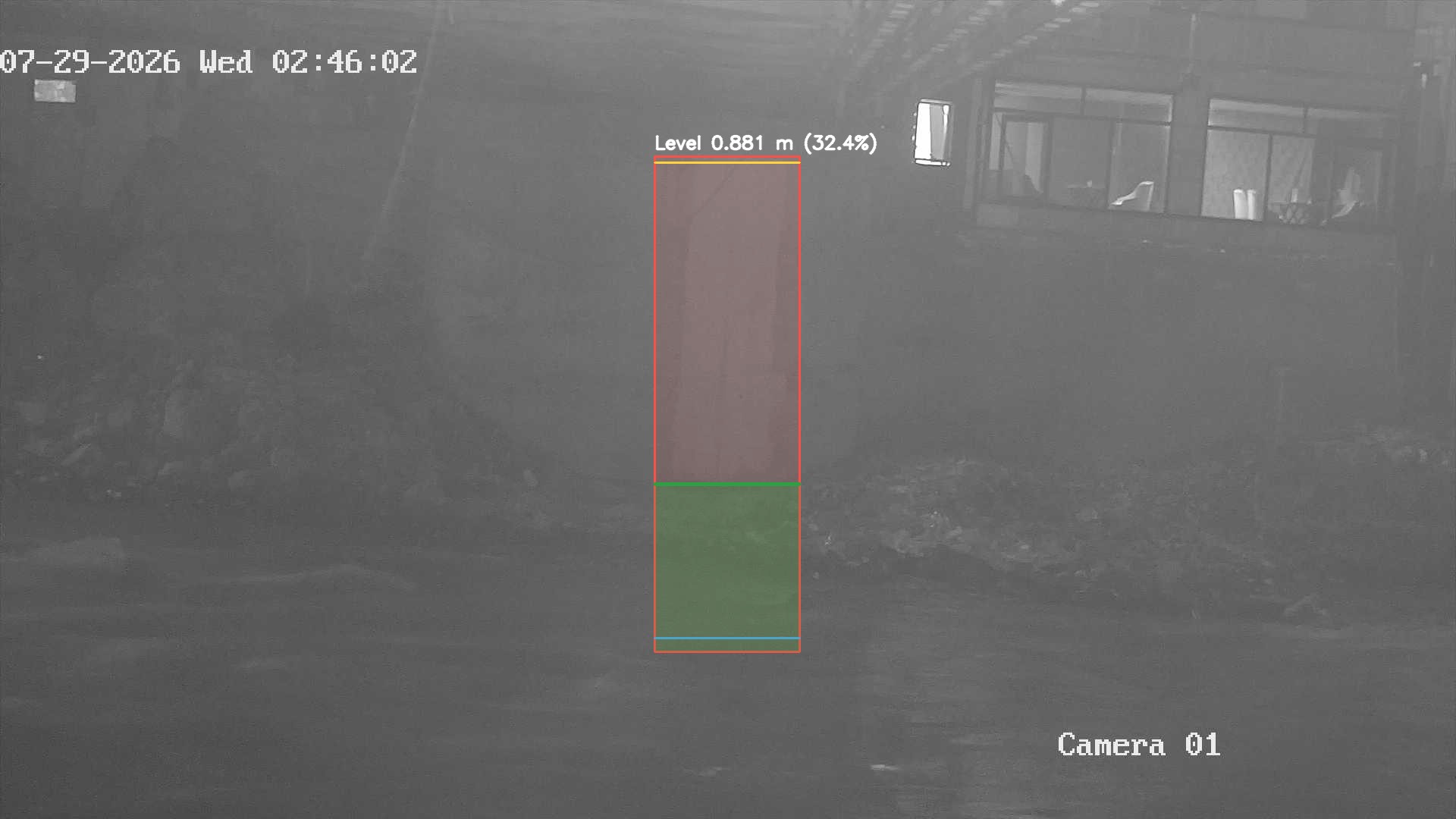 Latest frame with detected water level