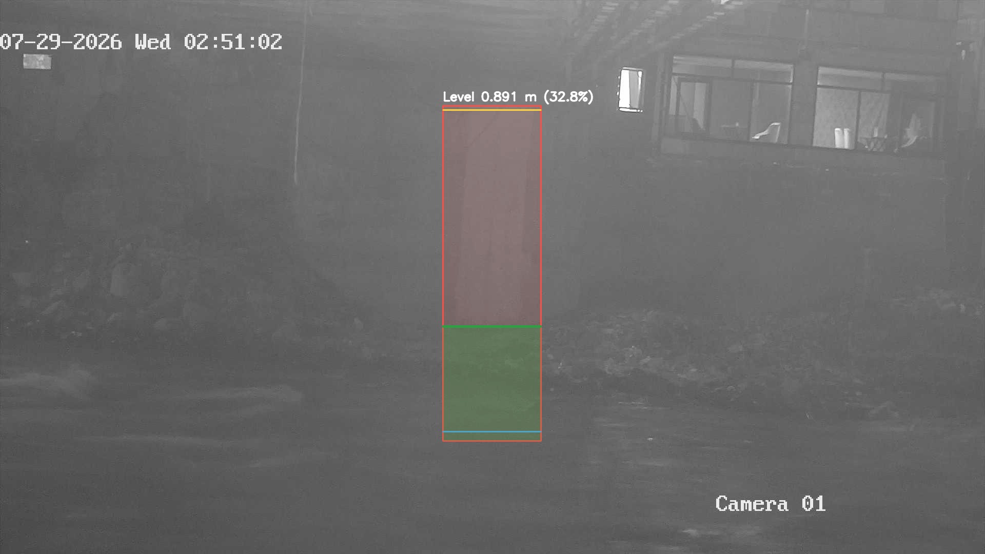 Latest frame with detected water level