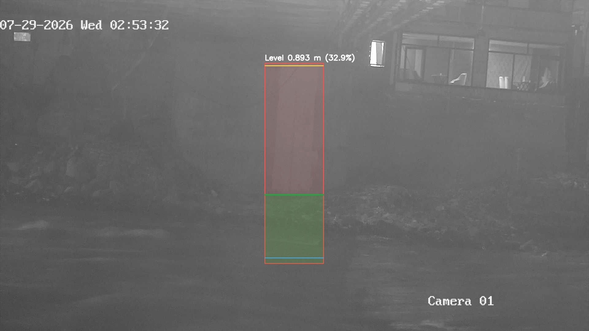 Latest frame with detected water level