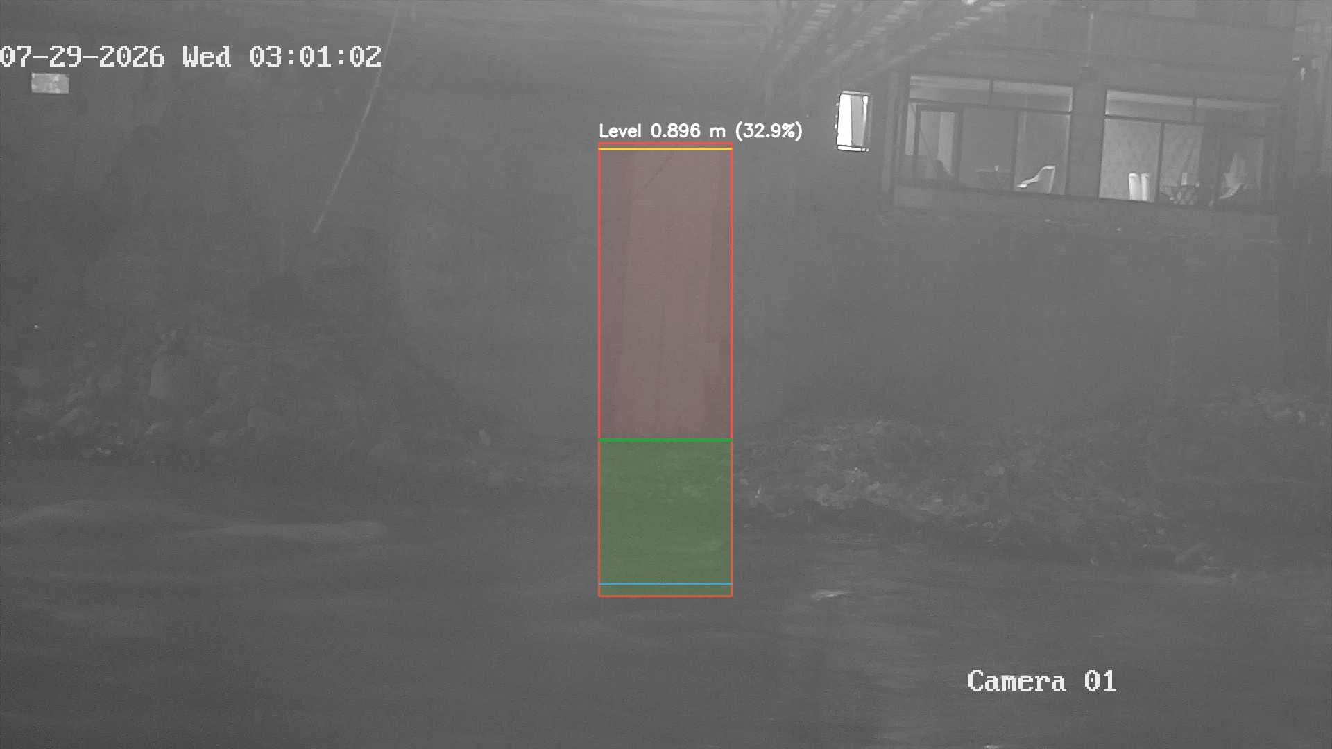 Latest frame with detected water level