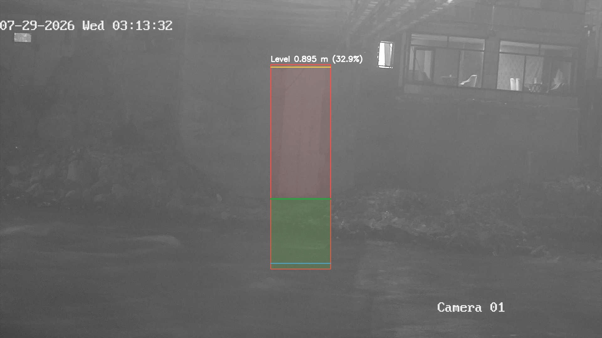 Latest frame with detected water level