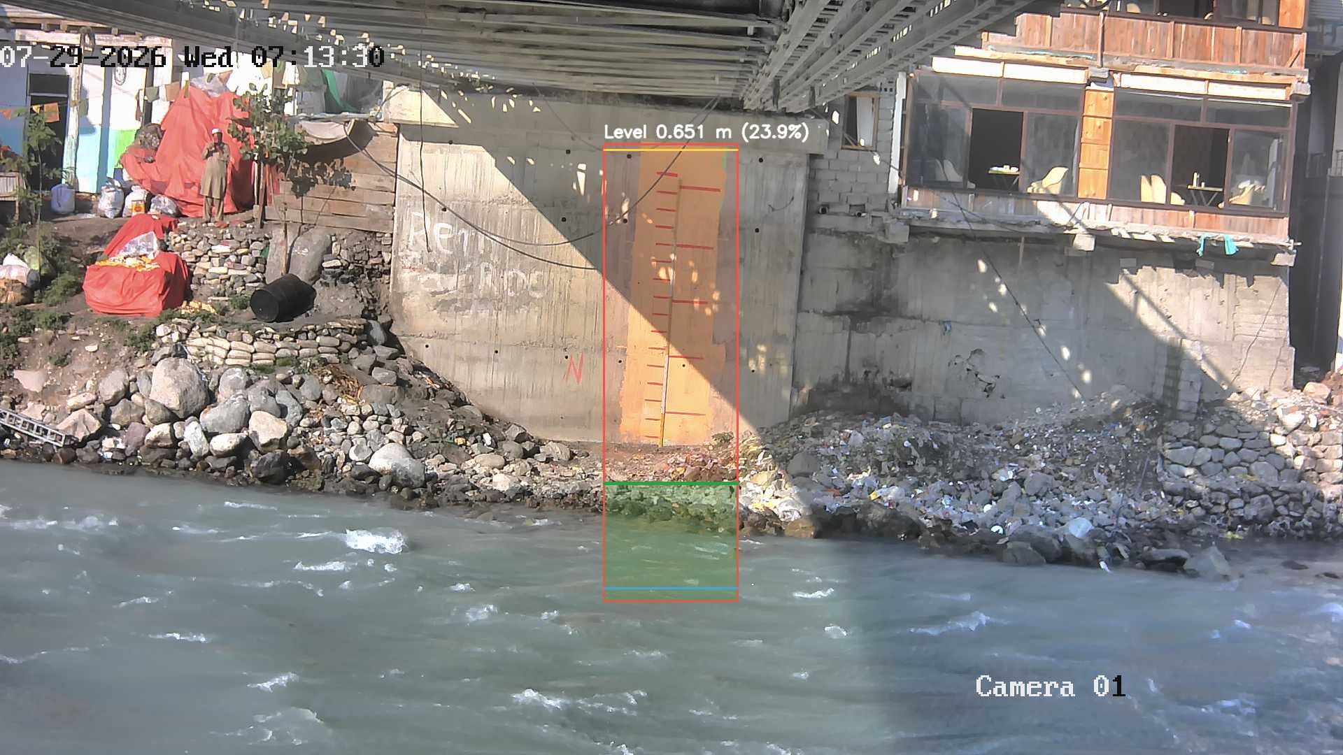 Latest frame with detected water level