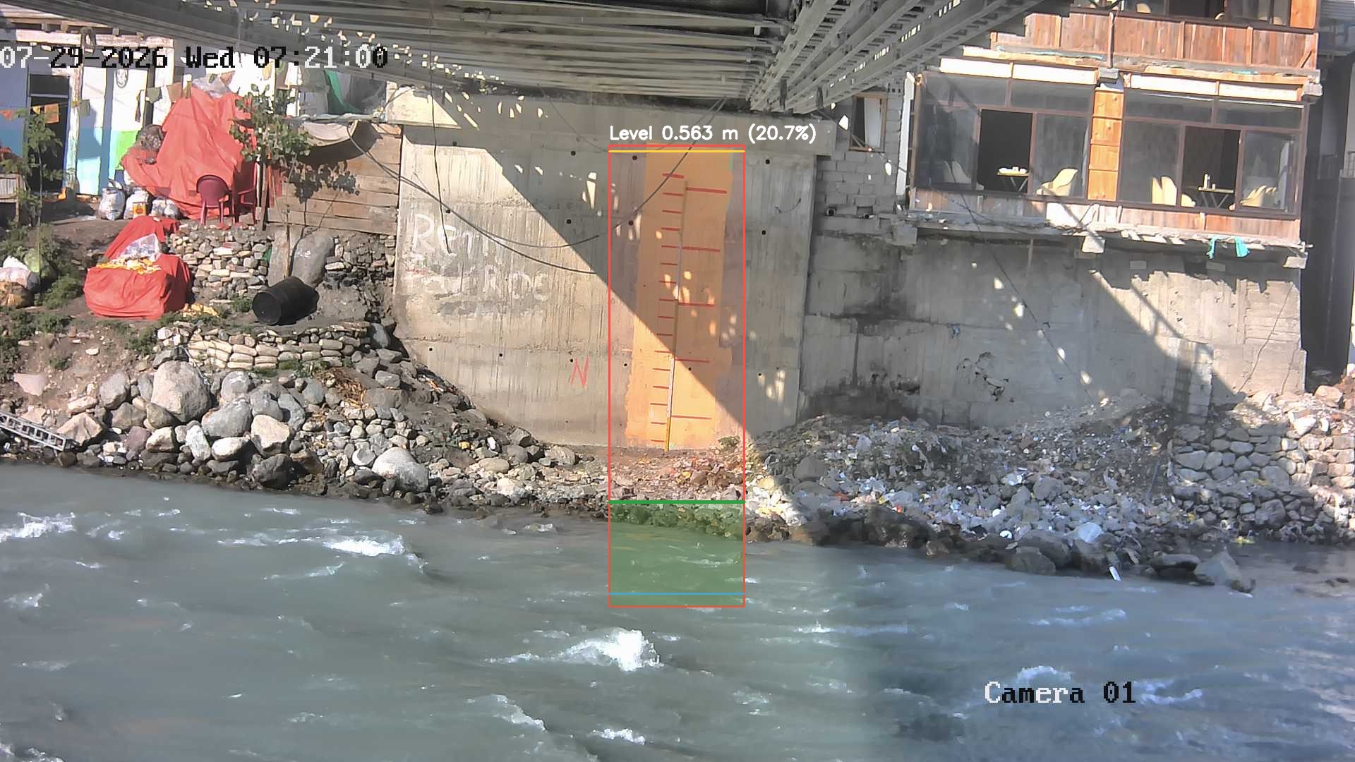 Latest frame with detected water level