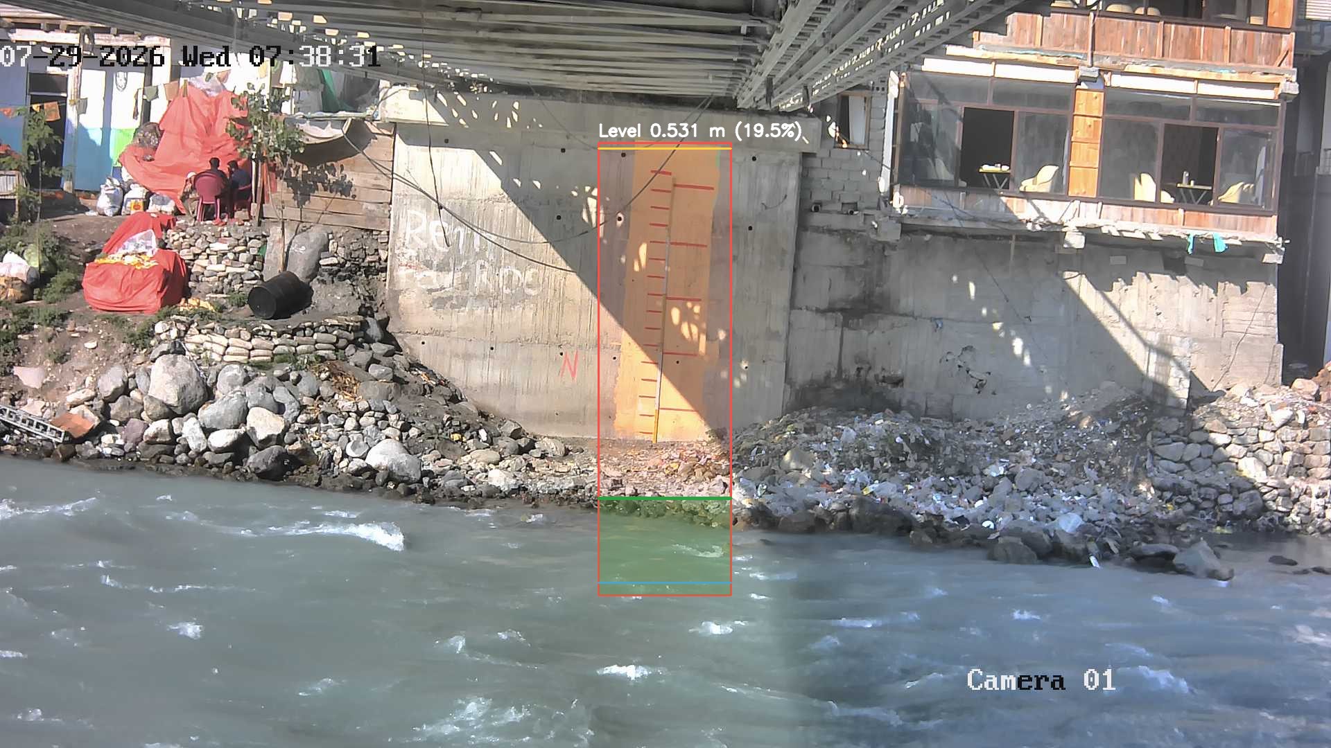 Latest frame with detected water level