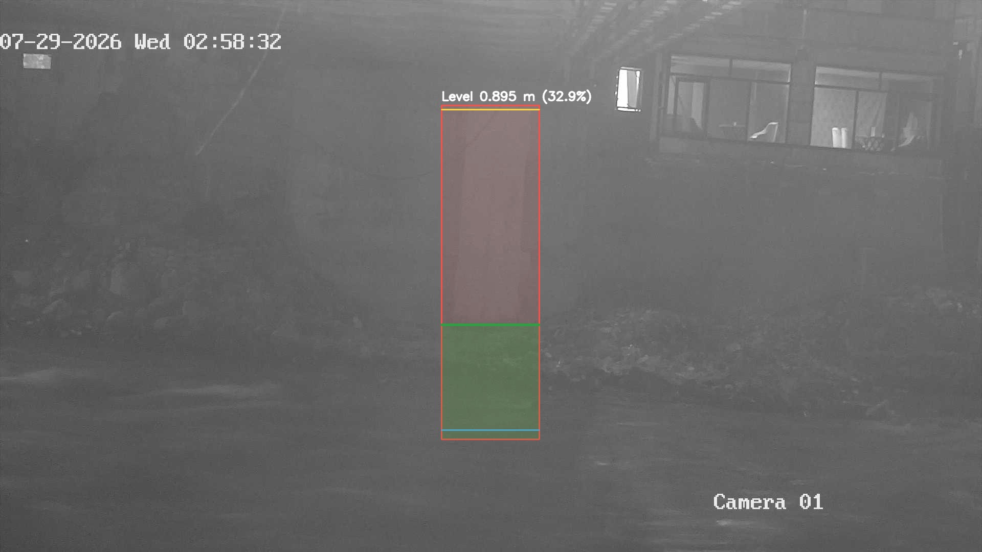 Latest frame with detected water level