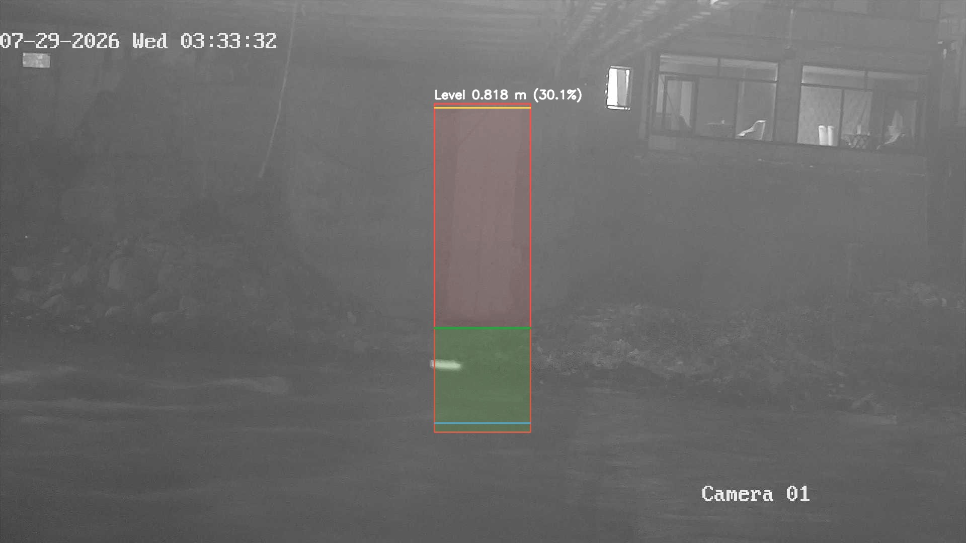 Latest frame with detected water level