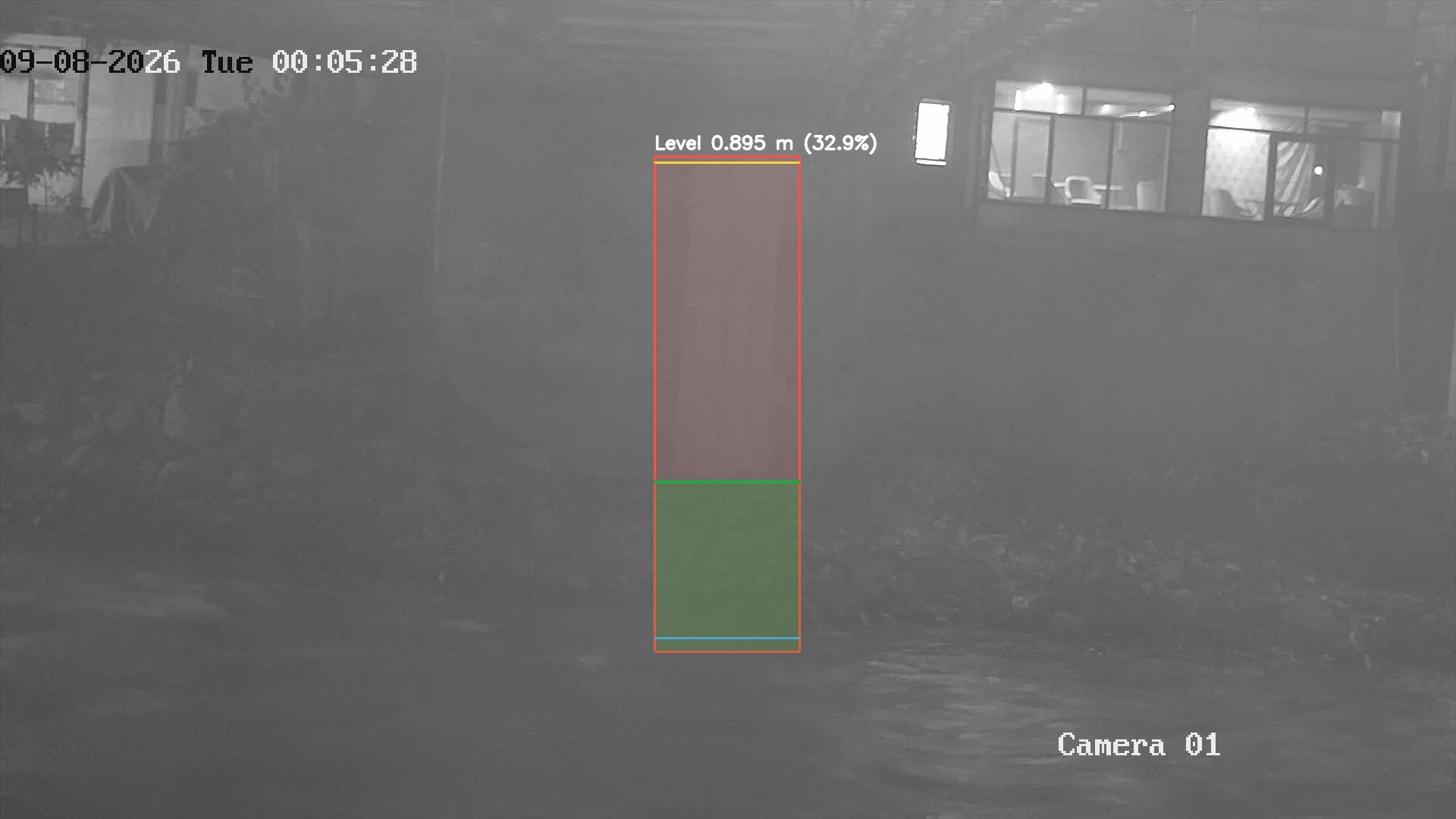 Latest frame with detected water level
