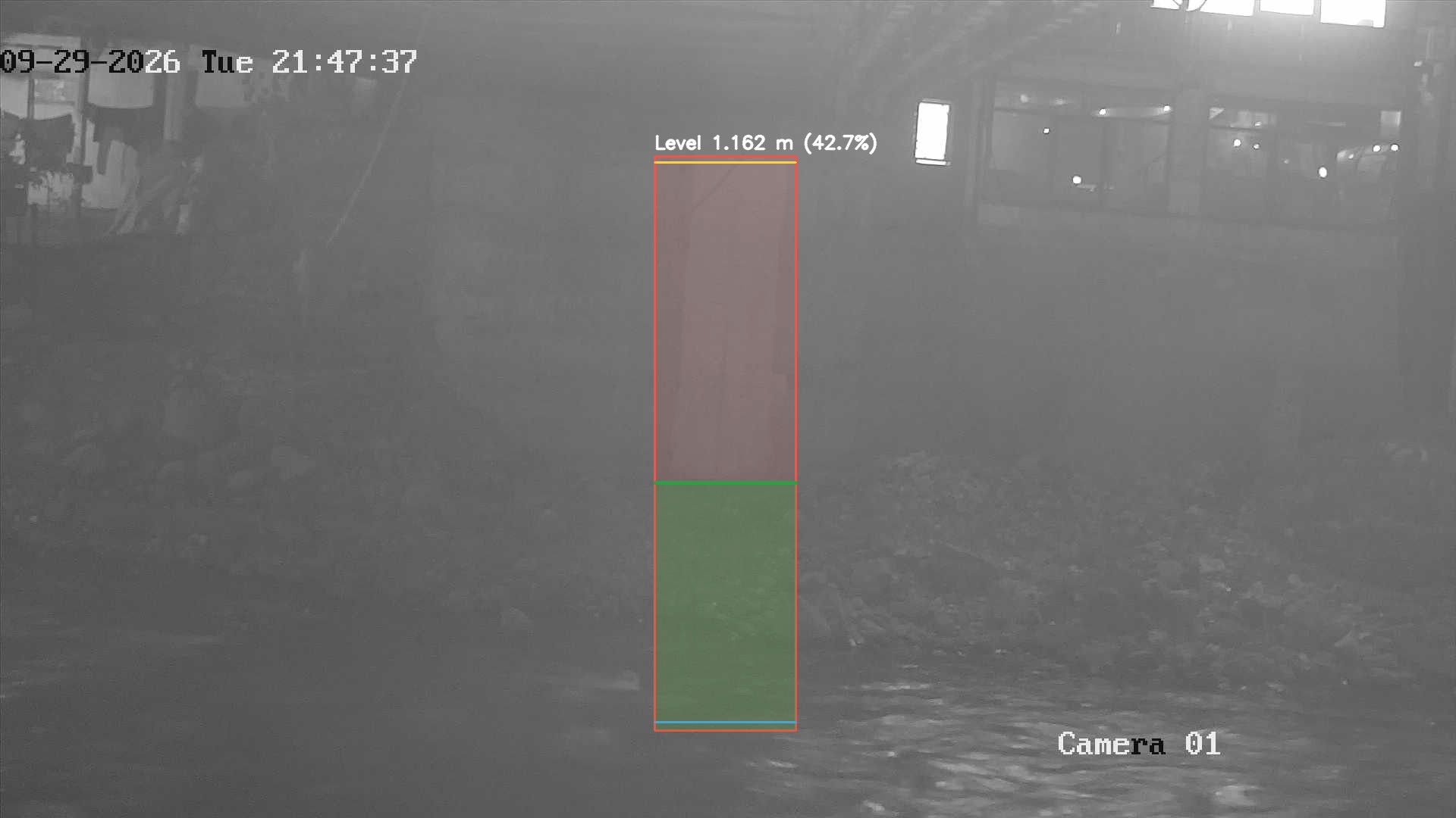 Latest frame with detected water level